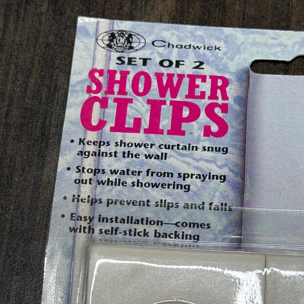 Chadwick Shower Clips Set of 2 Self Stick No More‎ Water on The Floor